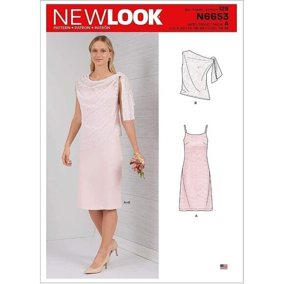 New Look Sewing Pattern 6653 Misses Dress Shoulder Tie Topper Size 8-20 - Picture 1 of 6